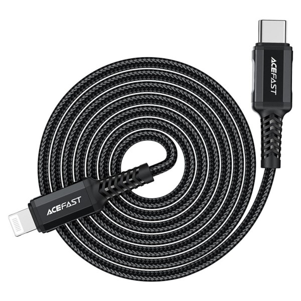 Кабель ACEFAST C4-01 Type-C to iP 3A, 30W, 1.8m, nylon, zinc connectors, Black (AFC4-01B)