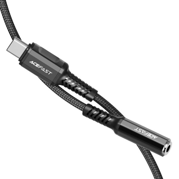 Кабель-перехiдник ACEFAST C1-07 USB-C to 3.5mm aluminum alloy headphones adapter cable Black (AFC1-07B)