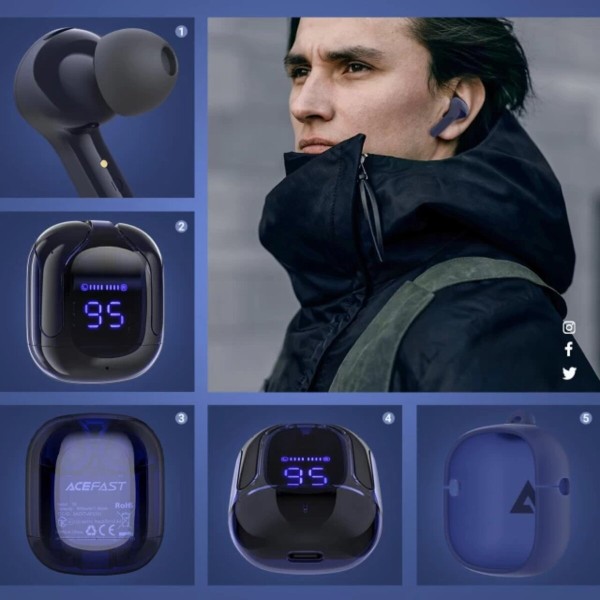 Бездротові навушники ACEFAST T6 True wireless stereo headset Sapphire Blue (AFT6SB)