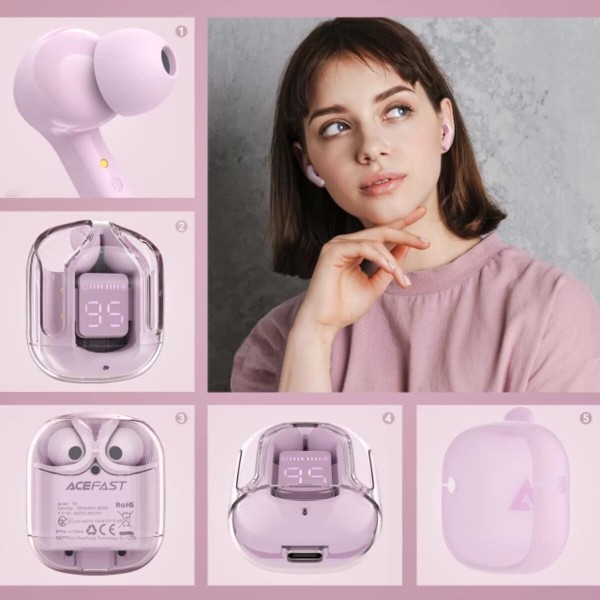 Бездротові навушники ACEFAST T6 True wireless stereo headset Pink Lotus (AFT6PL)