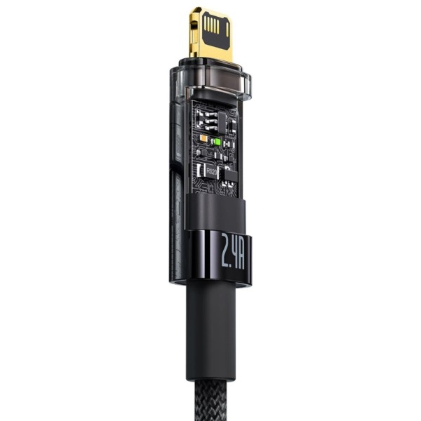 Кабель Baseus Explorer Series Auto Power-Off Fast Charging Data Cable USB to IP 2.4A 2m Black (CATS000501)