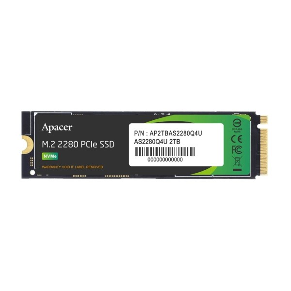 Накопичувач SSD M.2 Apacer AS2280Q4U 2TB 2280 PCIe 4.0x4 NVMe 3D Nand Read/Write: 7400/7000 MB/sec (AP2TBAS2280Q4U-1)