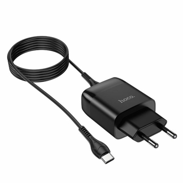Мережевий зарядний пристрій HOCO C72Q Glorious single port QC3.0 charger set(Type-C) 18W  Black (6931474732545)