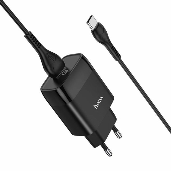Мережевий зарядний пристрій HOCO C72Q Glorious single port QC3.0 charger set(Type-C) 18W  Black (6931474732545)