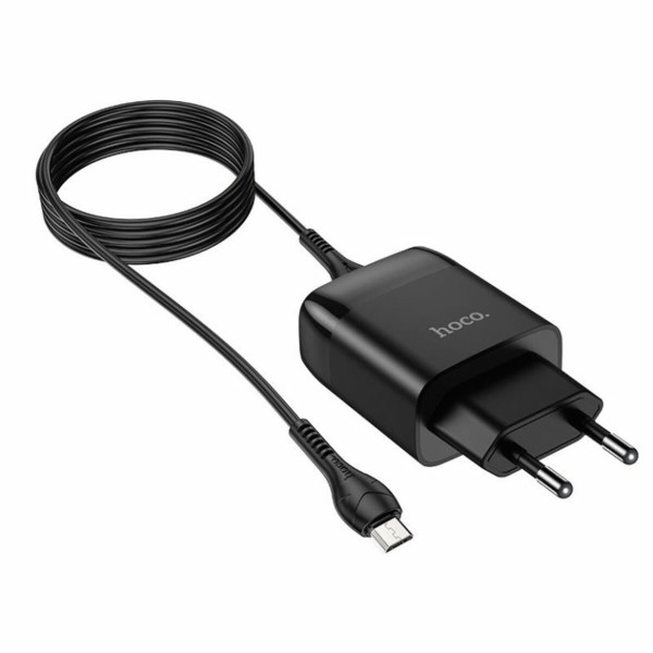 Мережевий зарядний пристрій HOCO C72Q Glorious single port QC3.0 charger set(Micro) 18W Black (6931474732521)