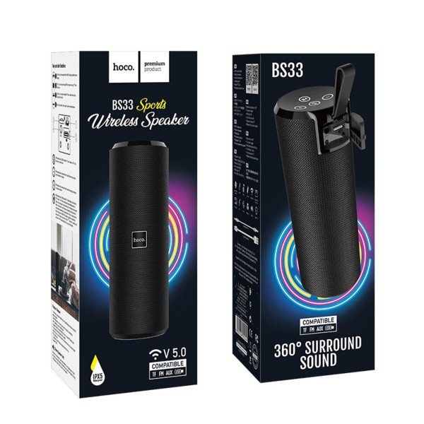 Портативна колонка HOCO BS33 Voice sports wireless speaker Black (6931474721044)