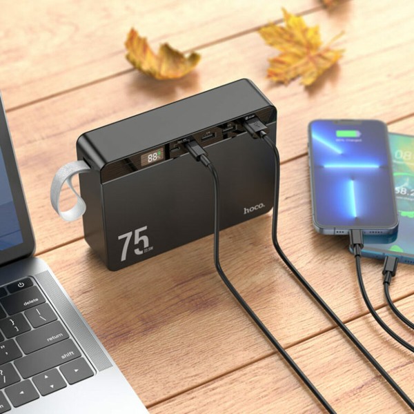 Зовнішній акумулятор HOCO J94 Overlord 22.5W fully compatible power bank(75000mAh) Black (6931474779175)