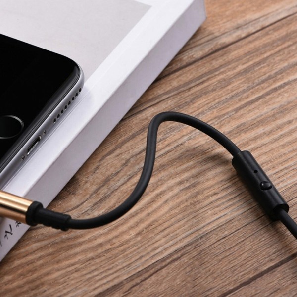 Аудіокабель HOCO UPA02 AUX Spring Audio cable (with Mic) Black (6957531025689)