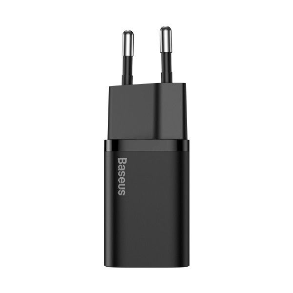 Мережевий зарядний пристрій Baseus Super Si Quick Charger 1C 25W EU Sets Black（With Mini White Cable Type-C to Type-C 3A 1m Black） (TZCCSUP-L01)