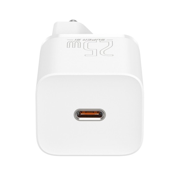 Мережевий зарядний пристрій Baseus Super Si Quick Charger 1C 25W EU Sets White（With Mini White Cable Type-C to Type-C 3A 1m White） (TZCCSUP-L02)