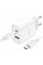 Мережевий зарядний пристрій HOCO C80A Plus Rapido PD20W+QC3.0 charger set(Type-C to Type-C) White (6931474779908)