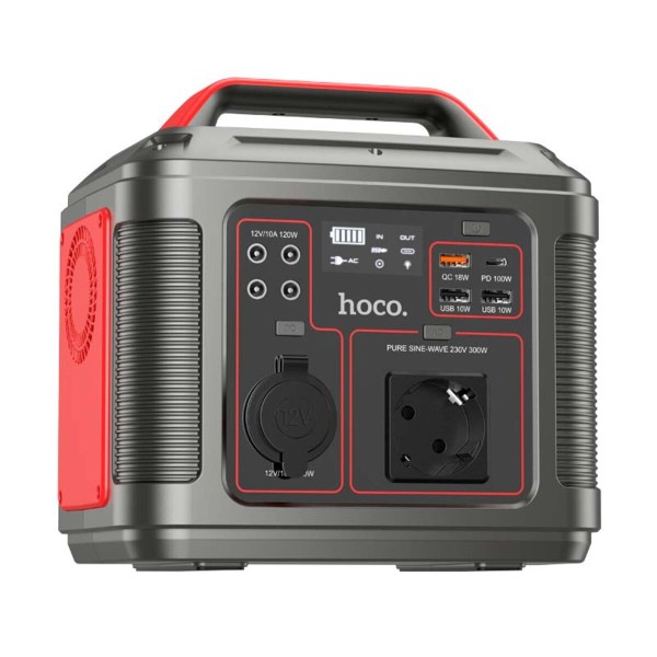 Портативна зарядна станція HOCO DB28 300W Iron Gray+Red (6931474781987)