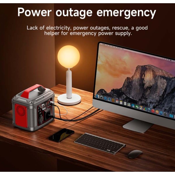 Портативна зарядна станція HOCO DB28 300W Iron Gray+Red (6931474781987)