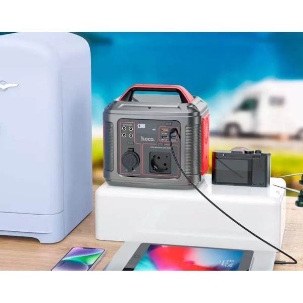 Портативна зарядна станція HOCO DB28 300W Iron Gray+Red (6931474781987)