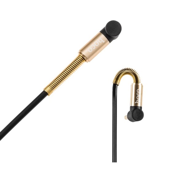 Аудіокабель HOCO UPA02 AUX Spring Audio cable Black (6957531025665)