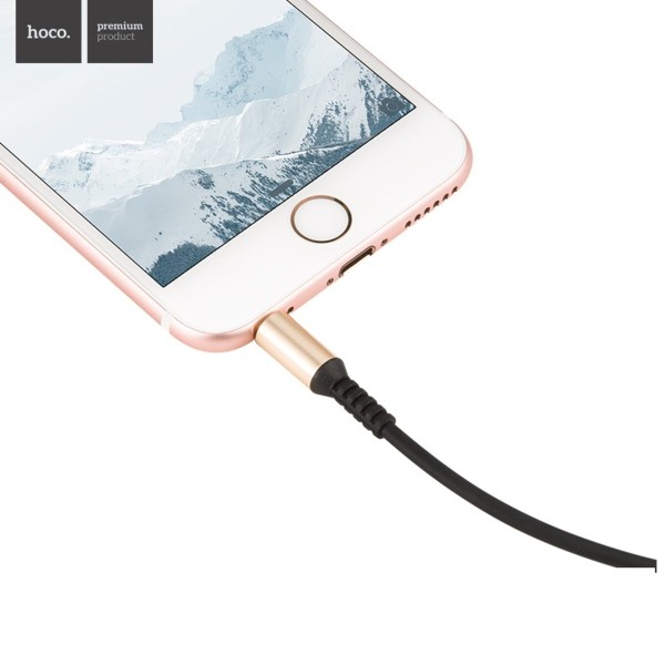 Аудіокабель HOCO UPA02 AUX Spring Audio cable Black (6957531025665)
