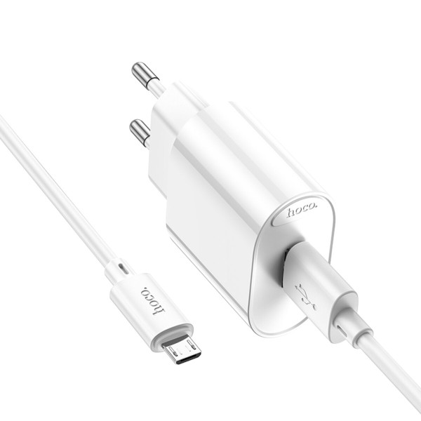 Мережевий зарядний пристрій HOCO C109A Fighter single port QC3.0 charger set(Micro) White (6931474784827)