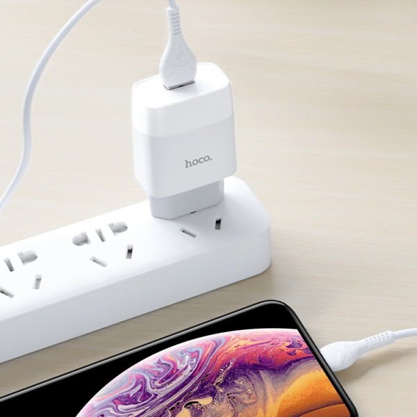 Мережевий зарядний пристрій HOCO C72Q Glorious single port QC3.0 charger set(Micro) 18W White (6931474732538)