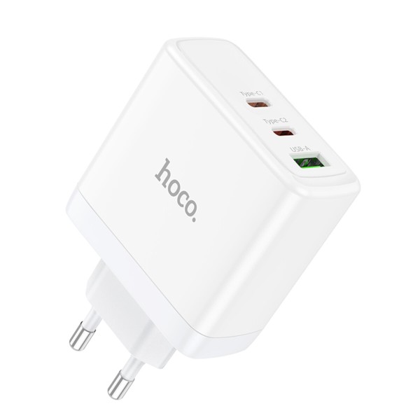 Мережевий зарядний пристрій HOCO N30 Glory PD65W three-port(2C1A) fast charger White (6931474784155)