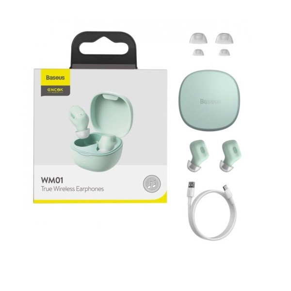 Бездротові навушники Baseus Encok True Wireless Earphones WM01 Green (NGTW240006)
