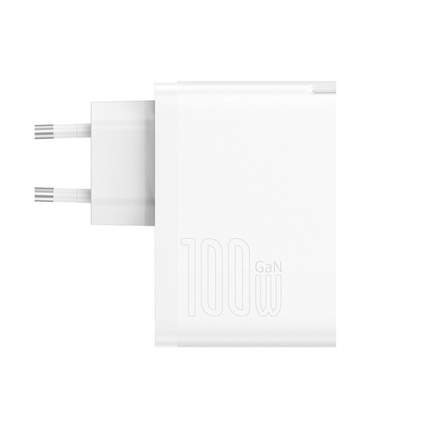 Мережевий зарядний пристрій Baseus GaN5 Pro Fast Charger C+U 100W EU White (With Mini White Cable Type-C to Type-C 100W(20V/5A) 1m White） (CCGP090202)