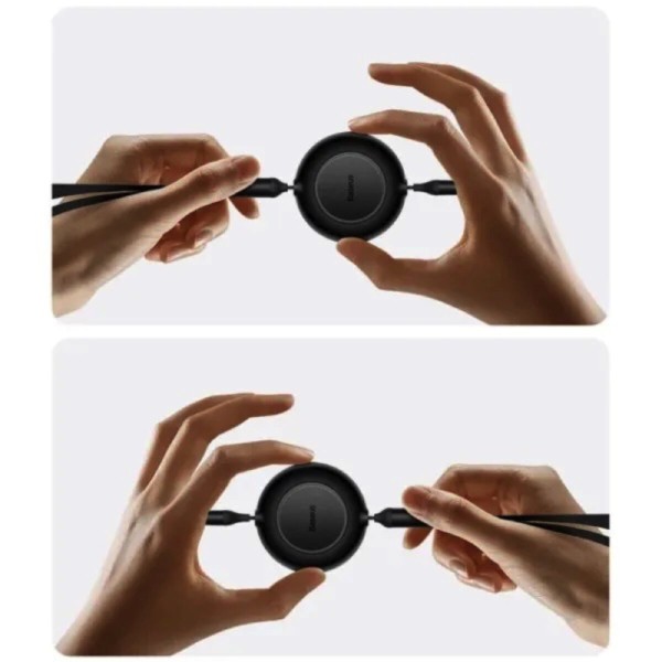 Кабель Baseus Bright Mirror 2 Series Retractable 3-in-1 Fast Charging  Data Cable Type-C to M+L+C 100W 1.1m Black (CAMJ010201)