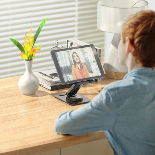 Тримач для мобільного HOCO PH48 Fun dual axis 360 rotating tablet desktop holder Black (6931474770752)