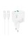 Мережевий зарядний пристрій HOCO C111A Lucky dual-port PD30W+QC3.0 charger set(Type-C to Type-C) White (6931474790880)