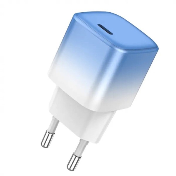 Мережевий зарядний пристрій HOCO C101A single port PD20W charger Ice Blue (6931474769374)