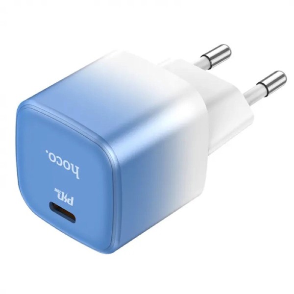 Мережевий зарядний пристрій HOCO C101A single port PD20W charger Ice Blue (6931474769374)