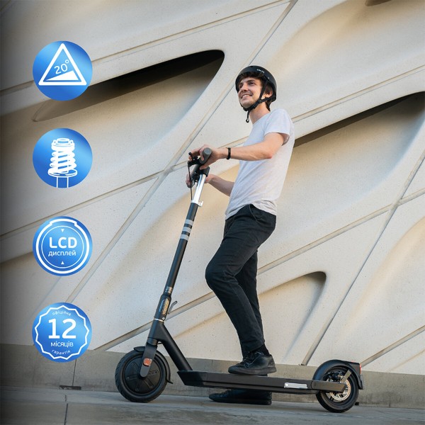 Електросамокат OKAI ES20-NEON Black 9", 300(600)W, 9.8Ah, 40km, 25km\h, 20%, NFC, App, 16kg (ES20-B)