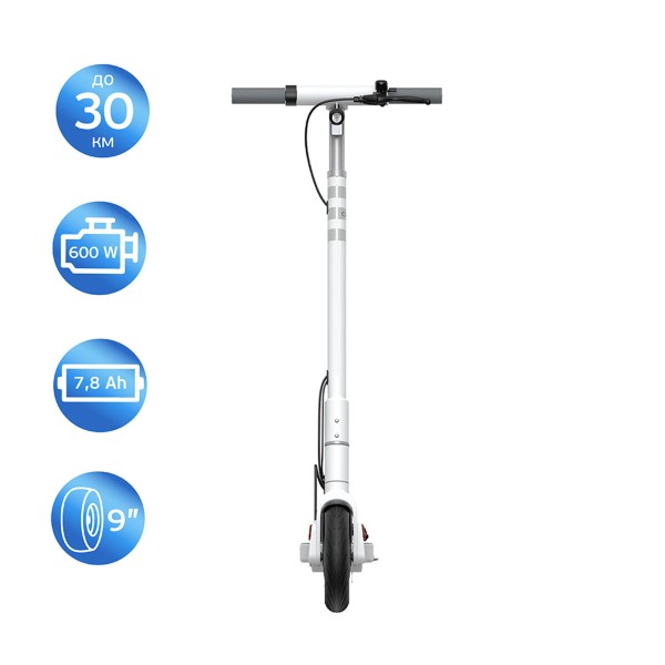 Електросамокат OKAI ES10-NEON Lite White 9", 300(600)W, 7.8Ah, 30km, 25km\h, 20%, NFC, App, 15kg (ES10-W)