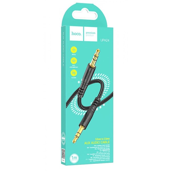 Аудіокабель HOCO UPA24 Smooth AUX audio cable Black (6931474789136)