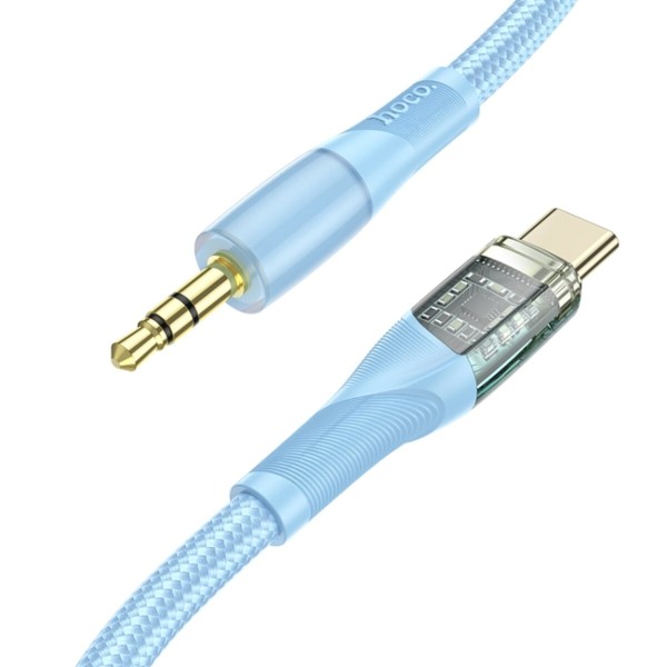 Аудіокабель HOCO UPA25 Transparent Discovery Edition Digital audio conversion cable Type-C Blue (6931474791184)