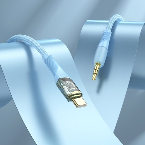 Аудіокабель HOCO UPA25 Transparent Discovery Edition Digital audio conversion cable Type-C Blue (6931474791184)