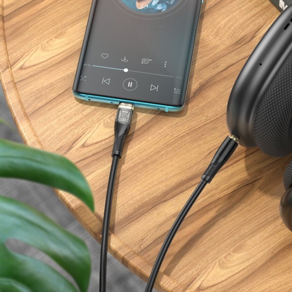 Аудіокабель HOCO UPA25 Transparent Discovery Edition Digital audio conversion cable Type-C Black (6931474791177)