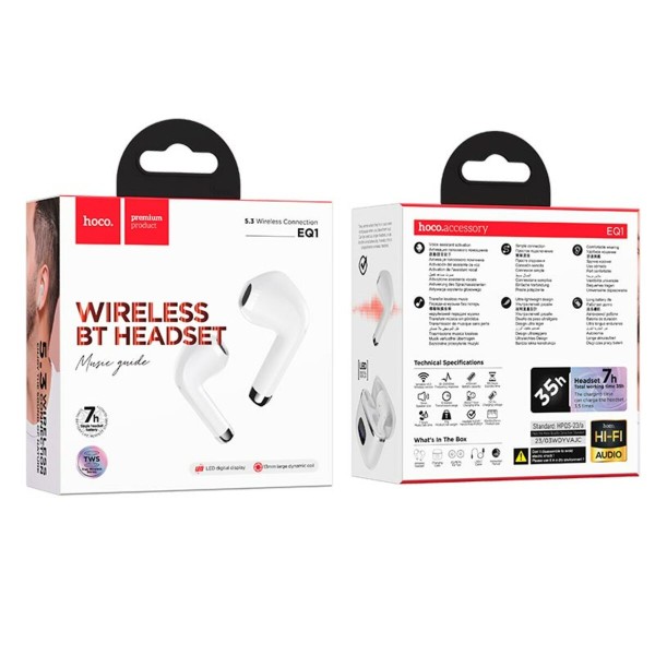 Бездротові навушники HOCO EQ1 Music guide true wireless BT headset White (6931474798503)