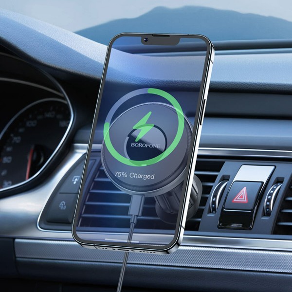 Тримач для мобiльного з БЗП BOROFONE BH202 Seaside magnetic wireless fast charging car holder (BH202)