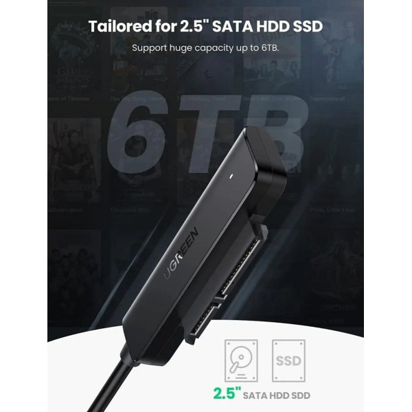 Зовнішня кишеня для накопичувача UGREEN CM321 USB-A to 2.5-Inch SATA Converter 50cm (UGR-70609) (UGR-70609)
