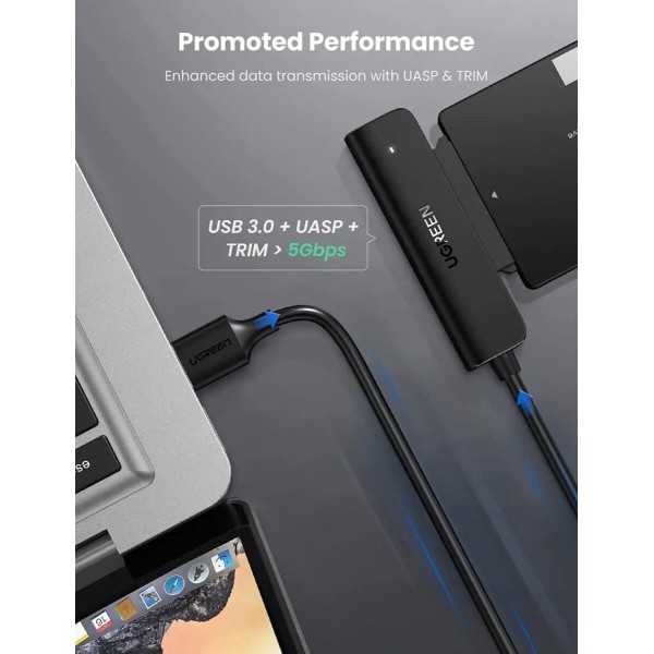 Зовнішня кишеня для накопичувача UGREEN CM321 USB-A to 2.5-Inch SATA Converter 50cm (UGR-70609) (UGR-70609)
