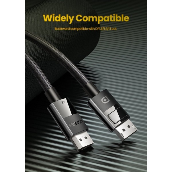 Кабель UGREEN DP114 DP 1.4 Male to Male Plastic Case Braided Cable 1m (UGR-80390) (UGR-80390)