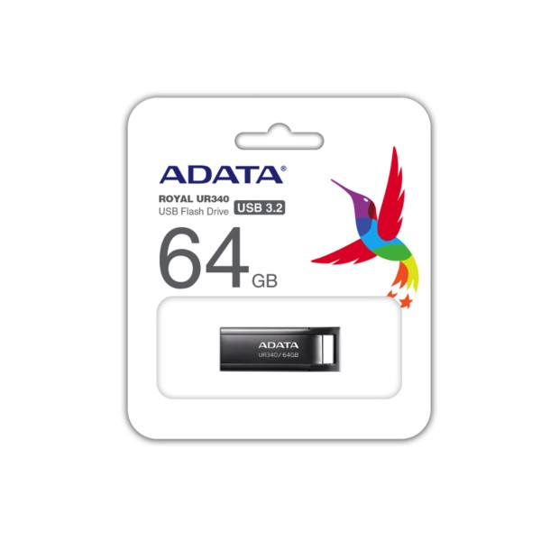Флеш-накопичувач A-DATA USB 3.2 UR340 64Gb Black (AROY-UR340-64GBK)