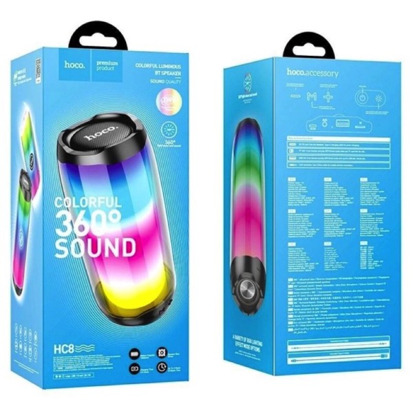 Портативна колонка HOCO HC8 Pulsating colorful luminous wireless speaker Black (6931474752857)