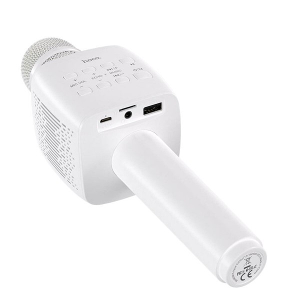 Портативна колонка HOCO BK5 Cantando karaoke microphone White (6931474742292)