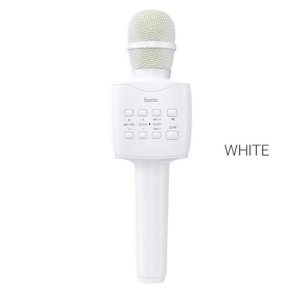 Портативна колонка HOCO BK5 Cantando karaoke microphone White (6931474742292)
