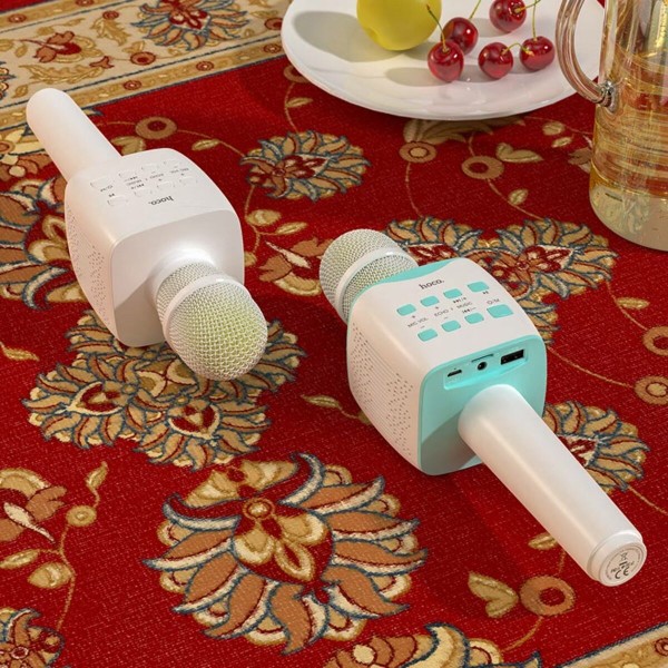 Портативна колонка HOCO BK5 Cantando karaoke microphone White (6931474742292)
