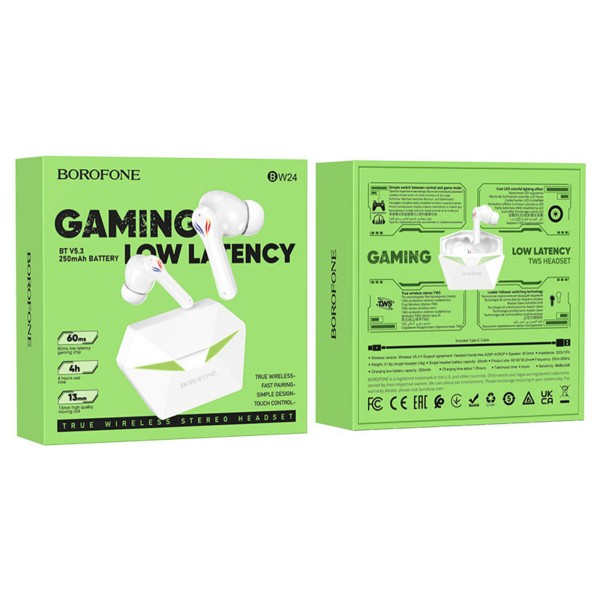 Навушники BOROFONE BW24 Magic waves true wireless BT gaming headset White (BW24W)
