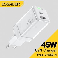 Мережевий зарядний пристрій Essager Zhiqi 45W GaN Travel Charger A+C EU  white (ECTCA-ZQB02-Z) (ECTCA-ZQB02-Z)