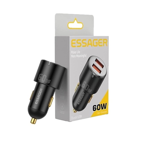 Автомобільний зарядний пристрій Essager City Dual Type-C + USB-A Car Charger 60W  black (ECC2C1A-FF01) (ECC2C1A-FF01)