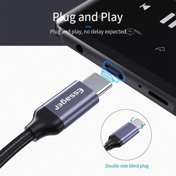 Кабель-перехiдник Essager E01 Type c to 3.5mm Jack Headphone Adapter  grey (EZJE01-0G) (EZJE01-0G)